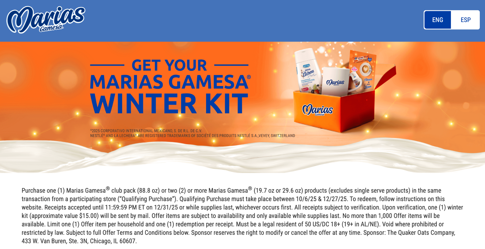 Marias Gamesa kit landing page