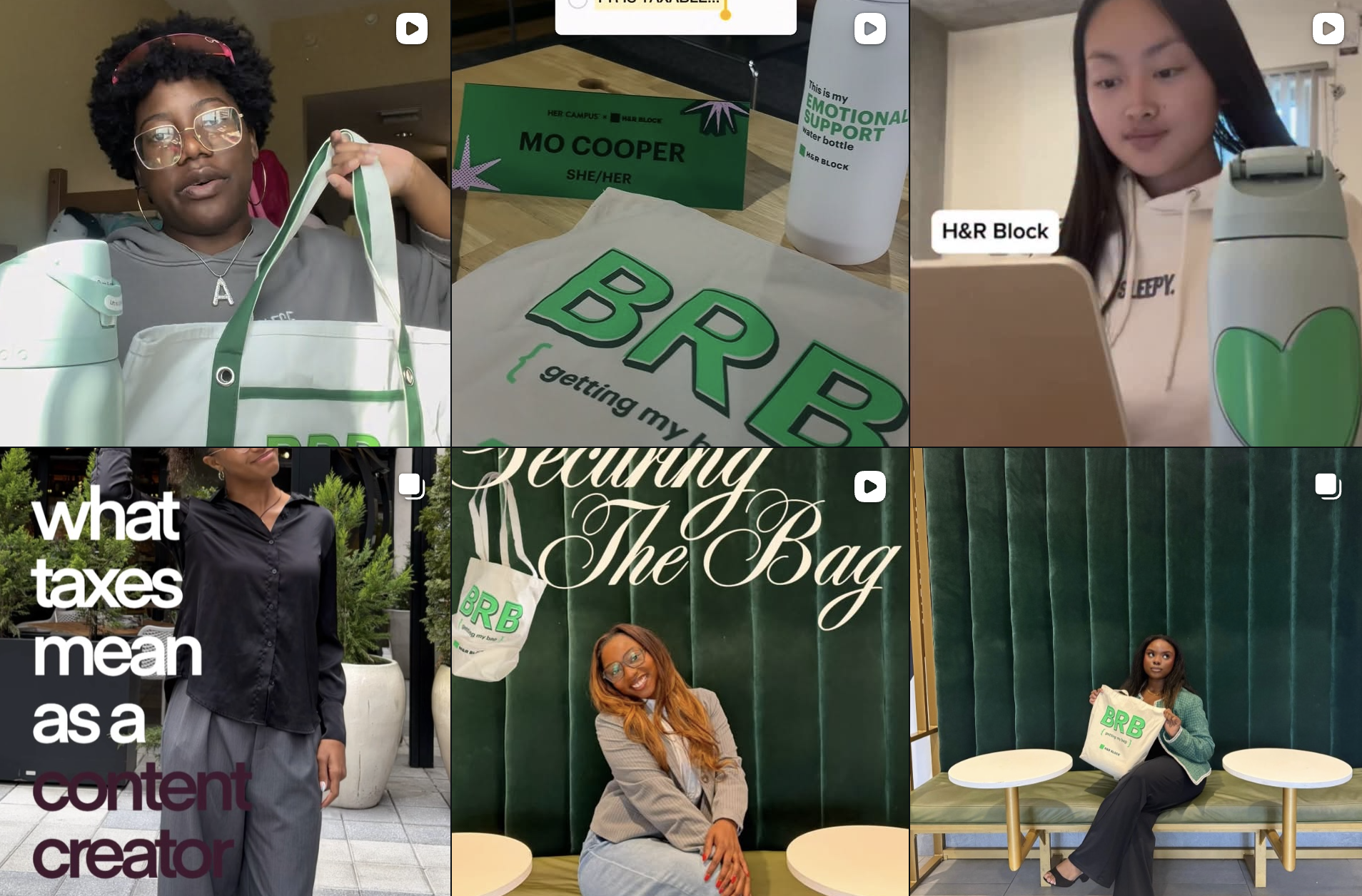 H&R Block campus ambassador creator content collage
