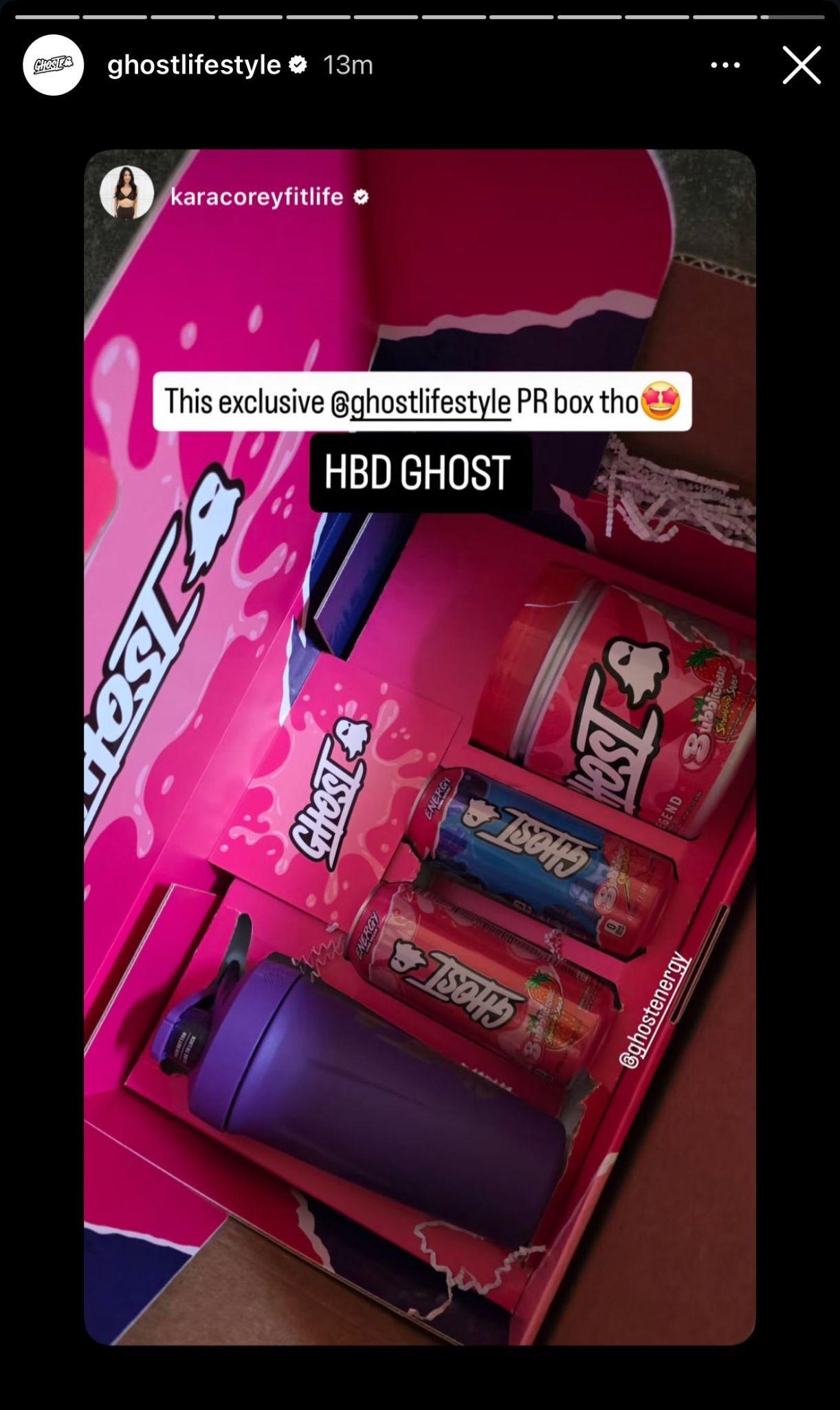 Ghost Energy PR box Instagram story