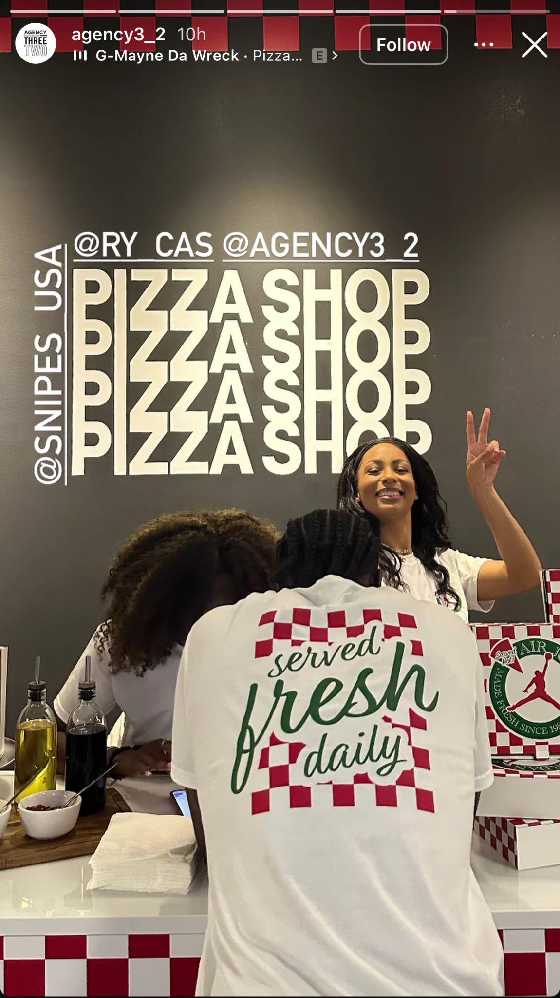 Influencers at Jordan Pizza Shop pop-up