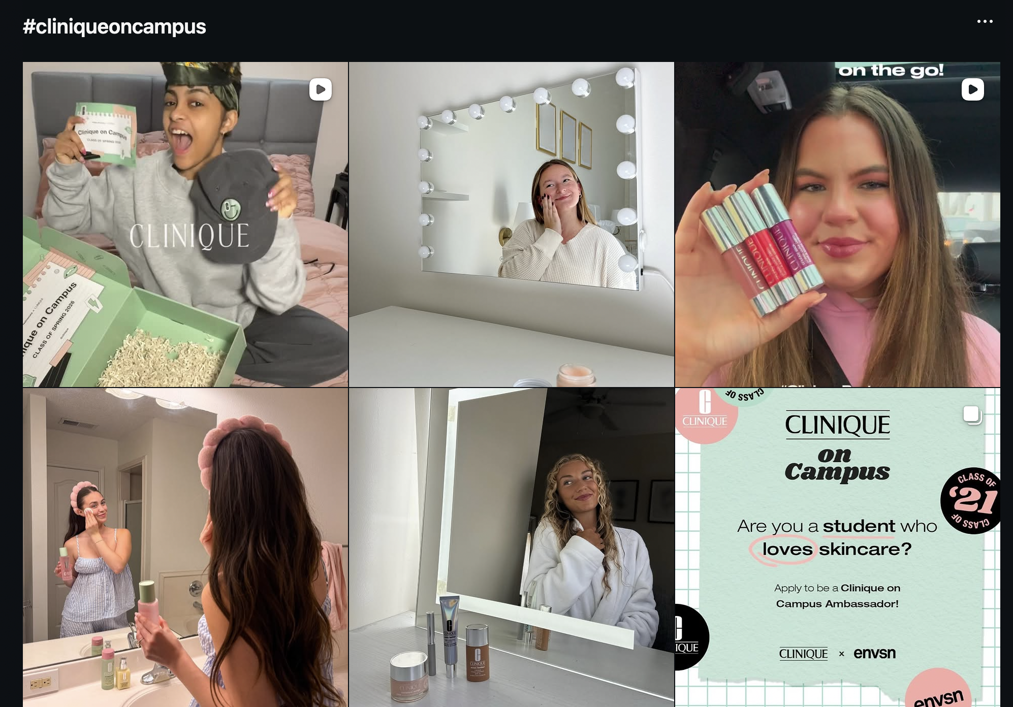 Clinique campus ambassador social media content collage